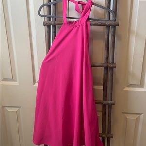 Hot pink high neck dress